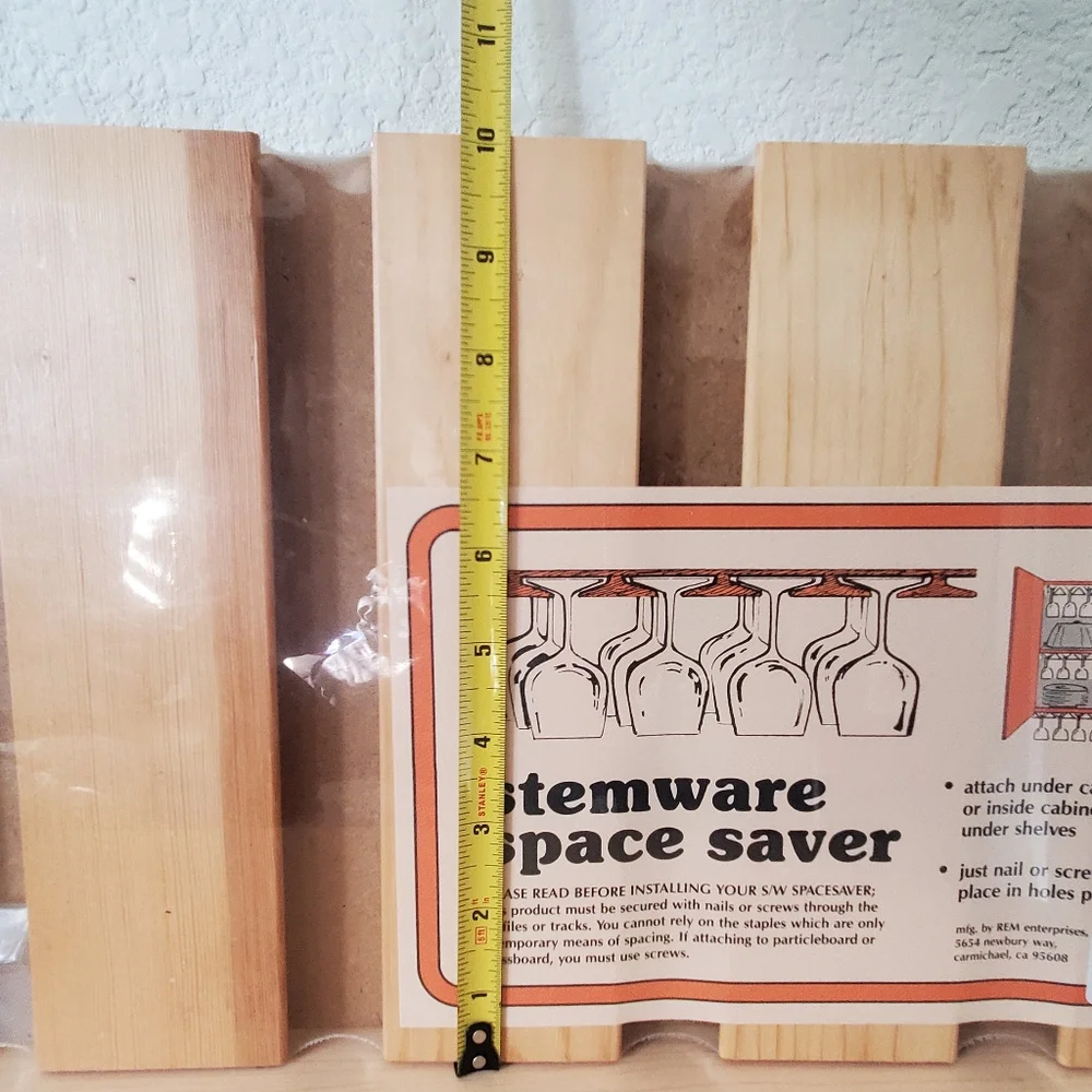 Pier1 Wooden Stemware Space Saver Organization for Wine Glasses Cottagecore NWT